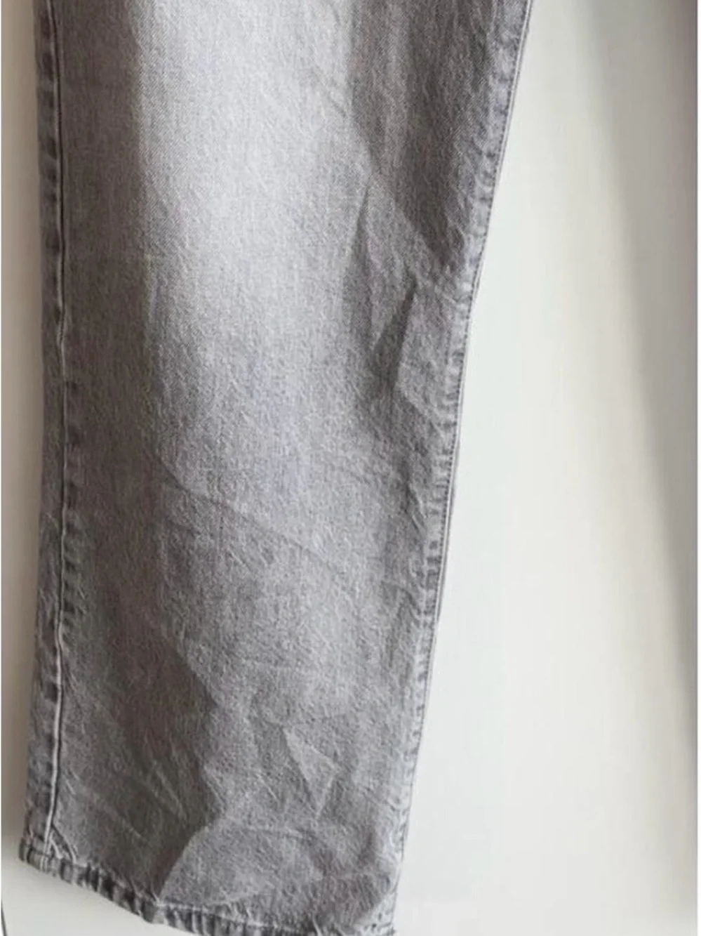 Zara Light Gray High-Rise Wide-Leg Jeans